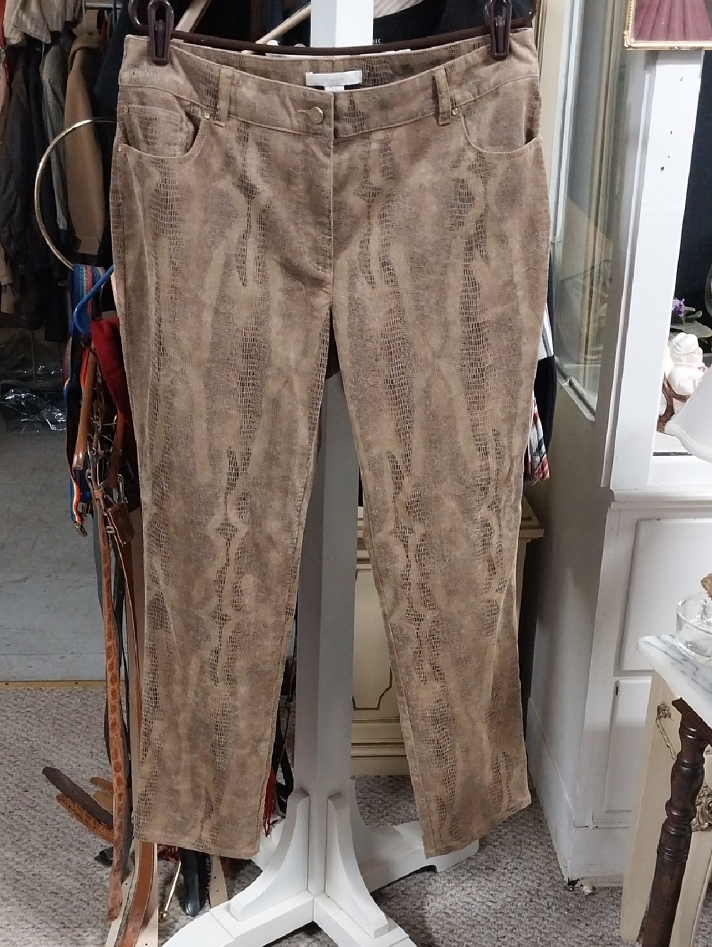 Chico's Brown Snake-Print Skinny Jeans